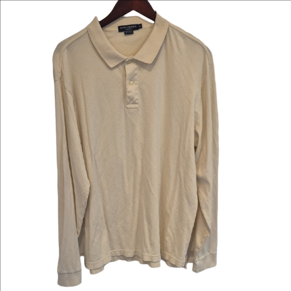 Daniel Cremieux Beige Long Sleeve Polo Shirt In XL
